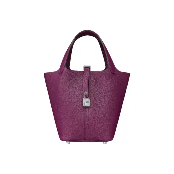 HERMES Picotin Lock Maurice Bullock Leather Bucket Bag Basket Bag Handbag Women's P9 Anemone Sea Cucumber Purple