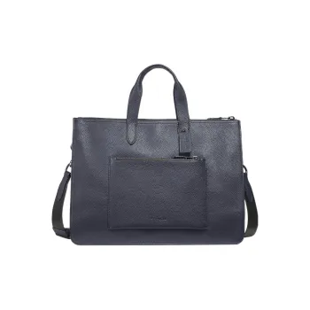 COACH Metropolitan Leather Briefcase Handbag Crossbody Bag Large Size Men's Blue Gray