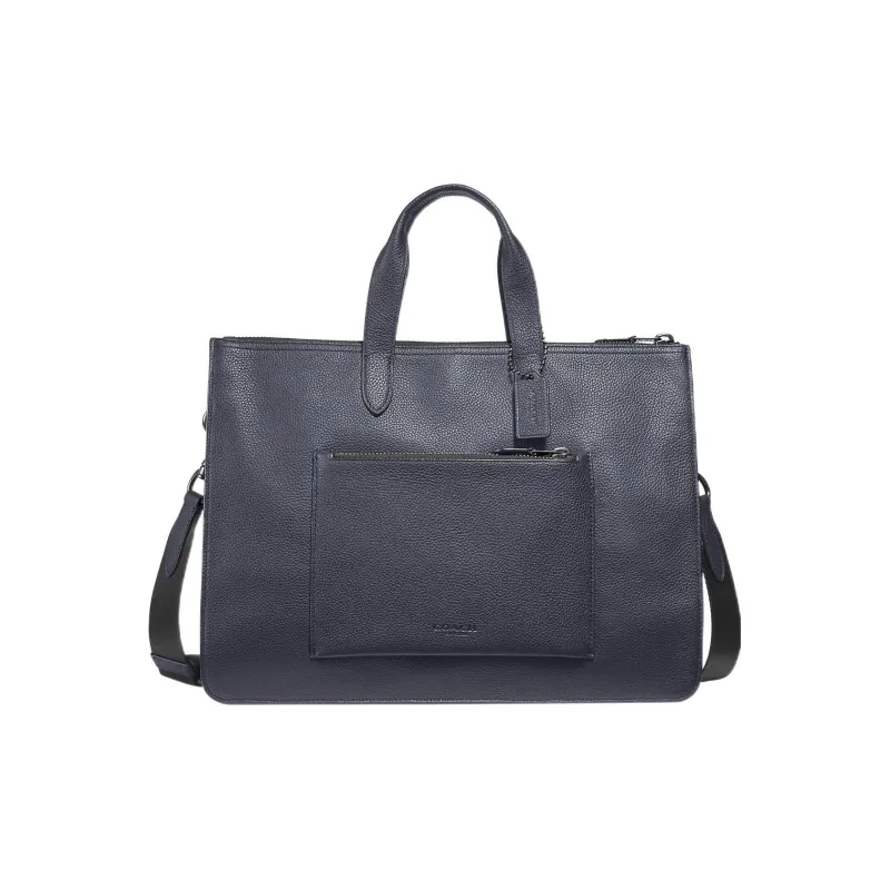 COACH Metropolitan Leather Briefcase Handbag Crossbody Bag Large Size Men's Blue Gray-0