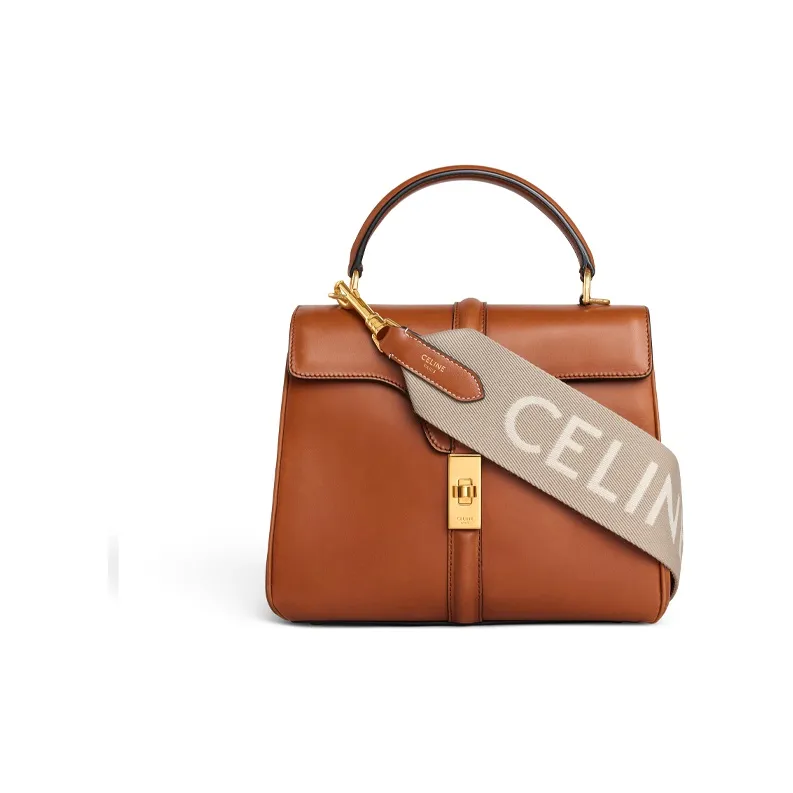 CELINE Wool Long Strap Bag Strap Women's Beige/White-2