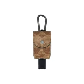 COACH Canvas With Leather And Delicate Calfskin Snap Buckle Protective Case And Pendant Bag Accessory Unisex Khaki