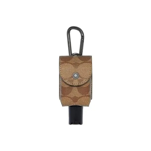 COACH Canvas With Leather And Delicate Calfskin Snap Buckle Protective Case And Pendant Bag Accessory Unisex Khaki