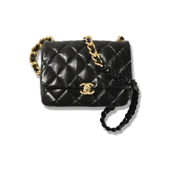 CHANEL Sheepskin Flap Bag, Shoulder Bag, Crossbody Bag Small Size Women's Black