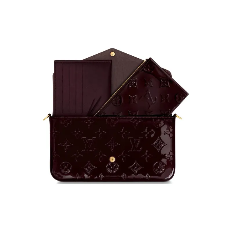 LOUIS VUITTON Pochette Felicie Monogram Vernis Amarante-2