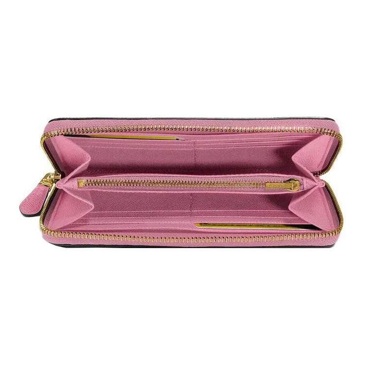 COACH Accordion Zip Leather Wallet Women's Light Pink-1