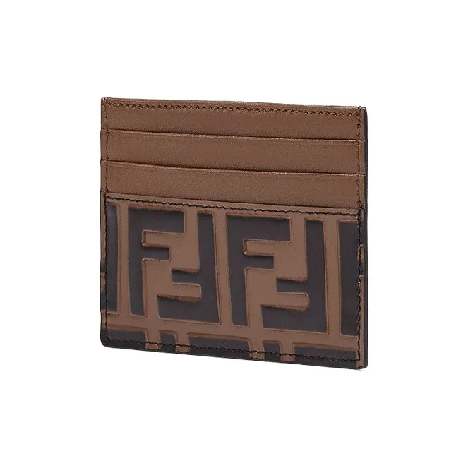FENDI Calfskin Card Holder Card Holder Women's Brown-1