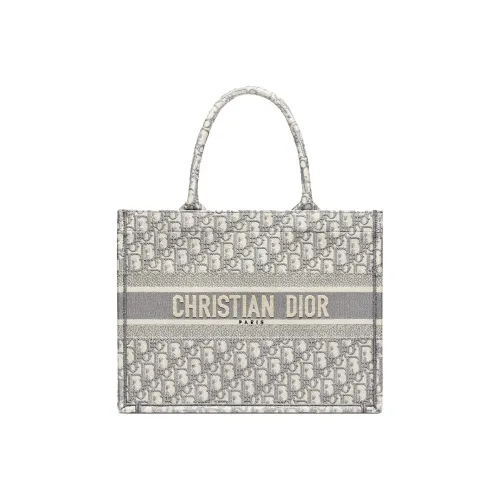 DIOR Medium DIOR Book Tote Ecru And Gray DIOR Oblique Embroidery