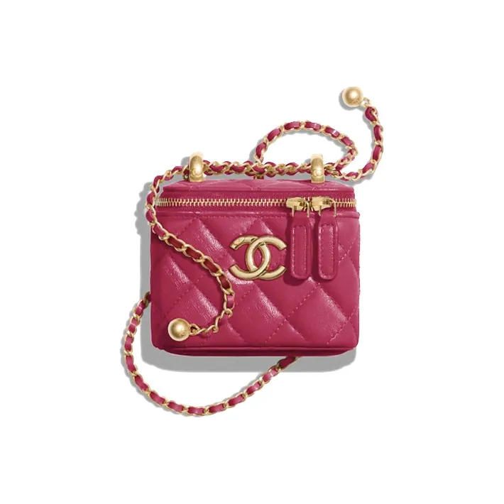 CHANEL 21B Fall Calfskin Box Bag, Flap Bag, Coin Purse, Shoulder Bag, Crossbody Bag Women's Rose Red-0