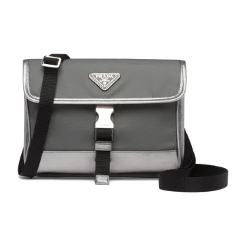 PRADA Leather Cell Phone Pouch Unisex Gray