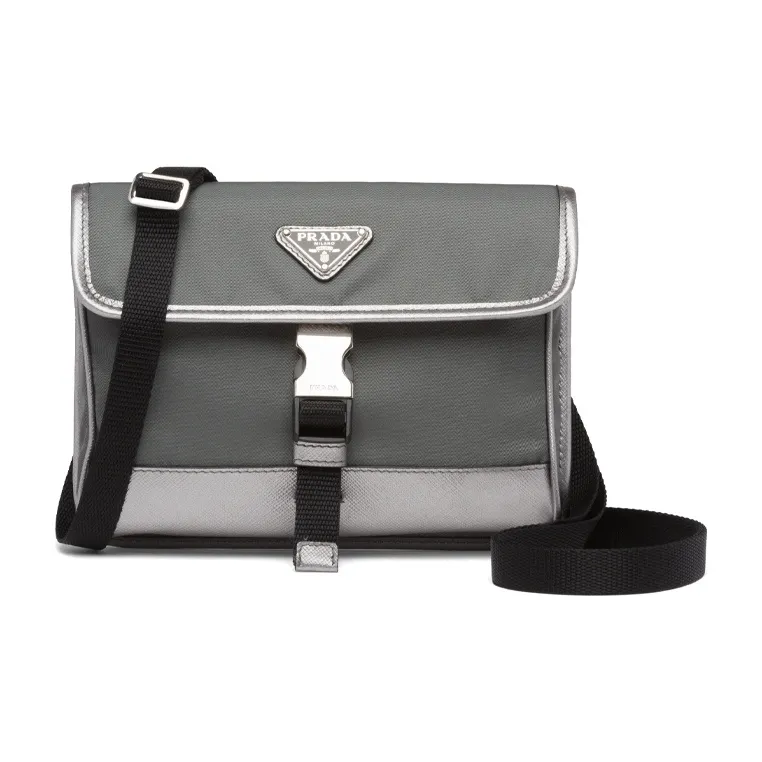 PRADA Leather Cell Phone Pouch Unisex Gray-0