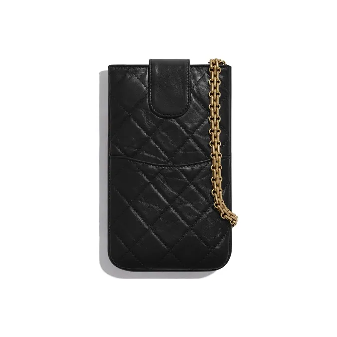 CHANEL Calfskin Cell Phone Pouch Women's Black-1