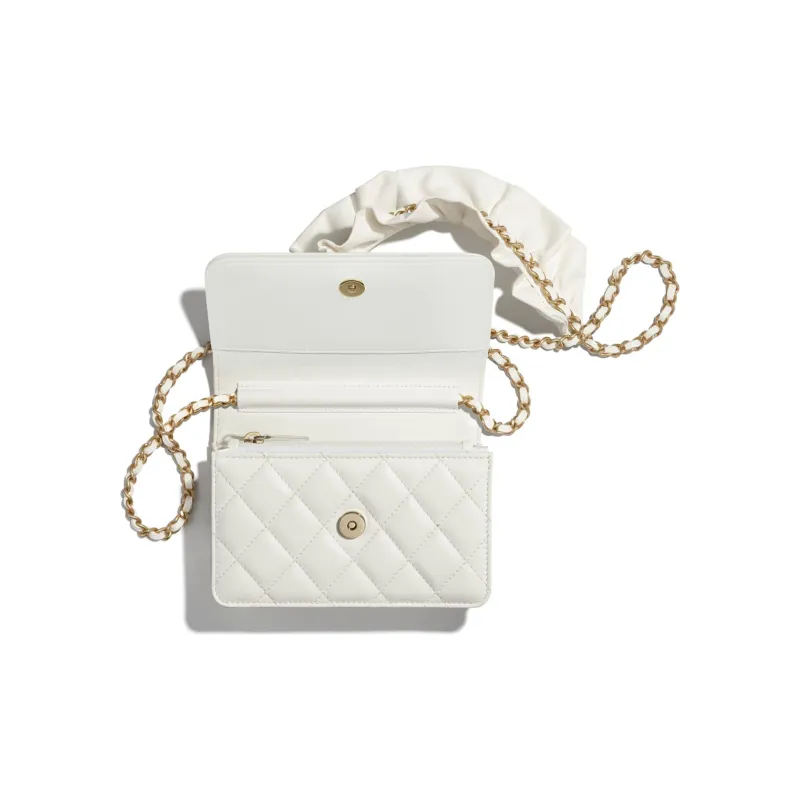 CHANEL WOC Lambskin Shoulder Bag, Fanny Pack, Card Holder, Wallet Women's White-1