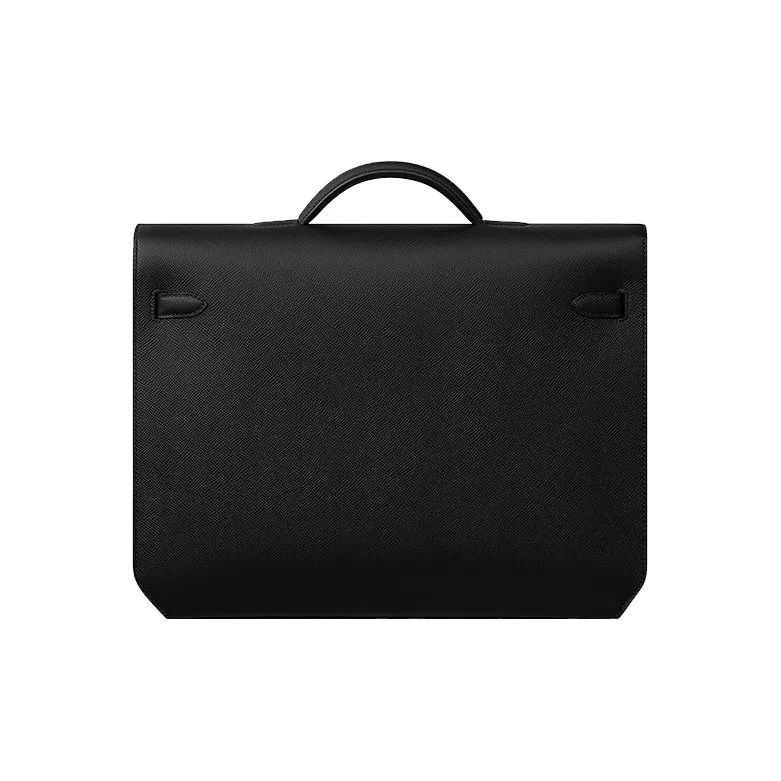HERMES Kelly Depeches Epsom Leather Business Bag Handbag Men's Noir Black-2