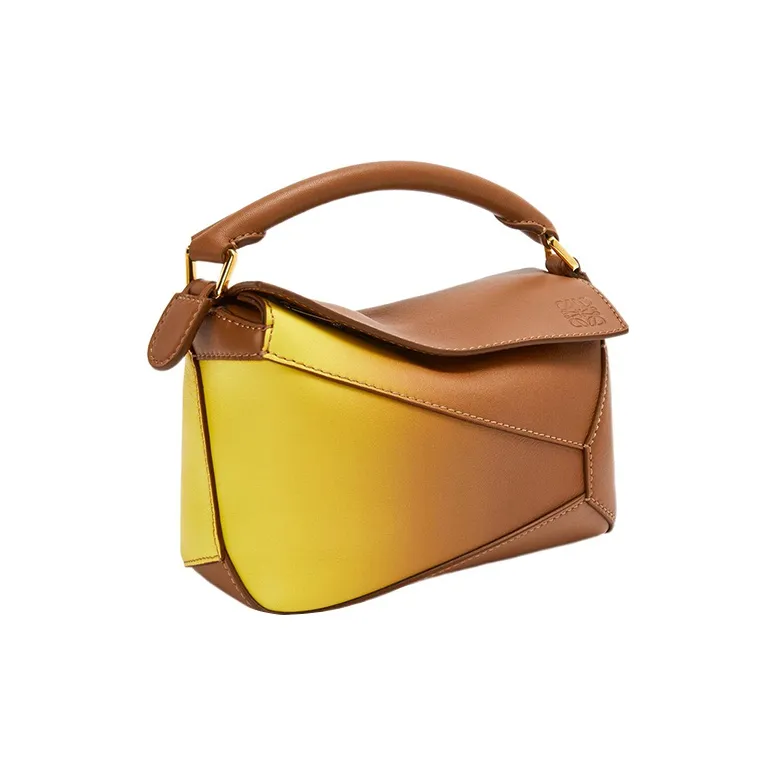 LOEWE Puzzle Nappa Calfskin One Shoulder Handbag Crossbody Bag Mini Women's Tan Pin Lemon-2