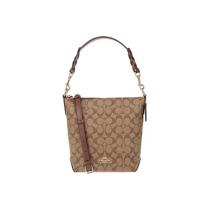 COACH Canvas With Leather Handbag Bucket Bag Crossbody Bag Shoulder Bag Women's Monogram Brown-0