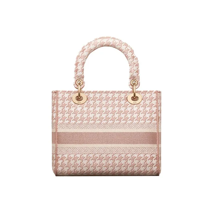 DIOR Lady D-Lite Fabric Daisie Bag Handbag Shoulder Bag Crossbody Bag Medium Size Women's Rose Pink-2