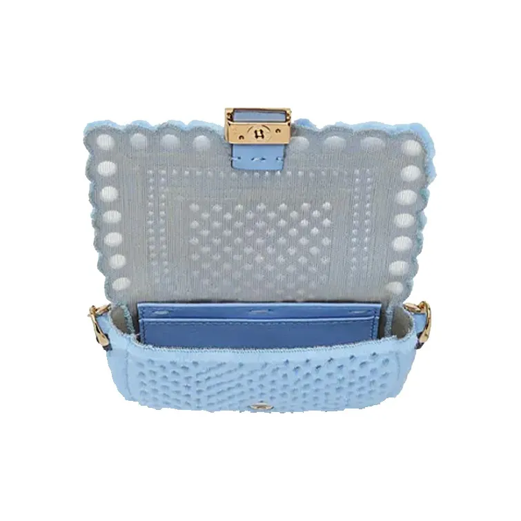 FENDI Baguette Mink Fur Baguette Bag Coin Purses Shoulder Bag Crossbody Bag Extra Mini Women's Light Blue-3