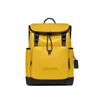 COACH League Cow Leather Backpack Large Size Men's Yellow