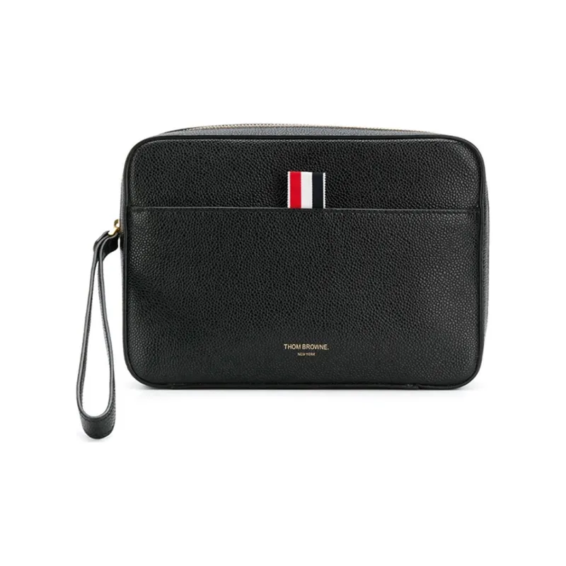 THOM BROWNE· Pebble Leather Clutch Men's Black-0