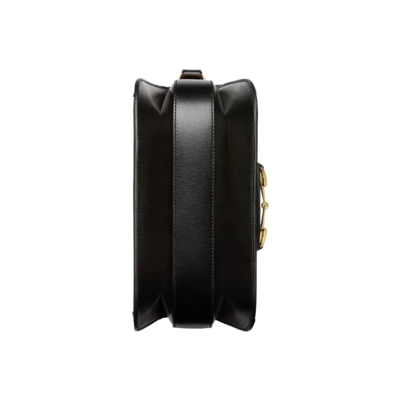 GUCCI Horsebit 1955 Calf Hair Patchwork Leather Saddle Bag Crossbody Shoulder Bag Small Size Women's Brown & White-6