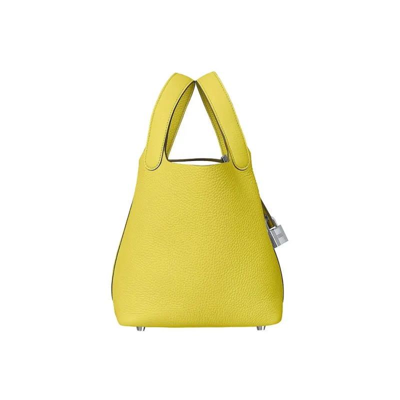 HERMES Picotin Lock Little Bull Leather Basket Bag Handbag Bucket Bag Women's 9R Lime Lemon-1