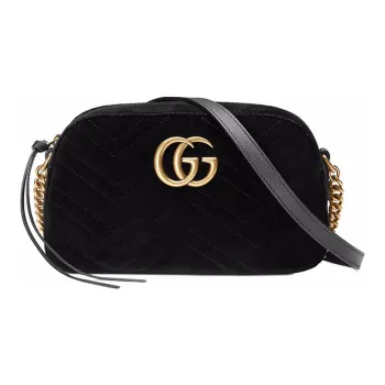 GUCCI Velvet Camera Bags Crossbody Bag Shoulder Bag Women's Black