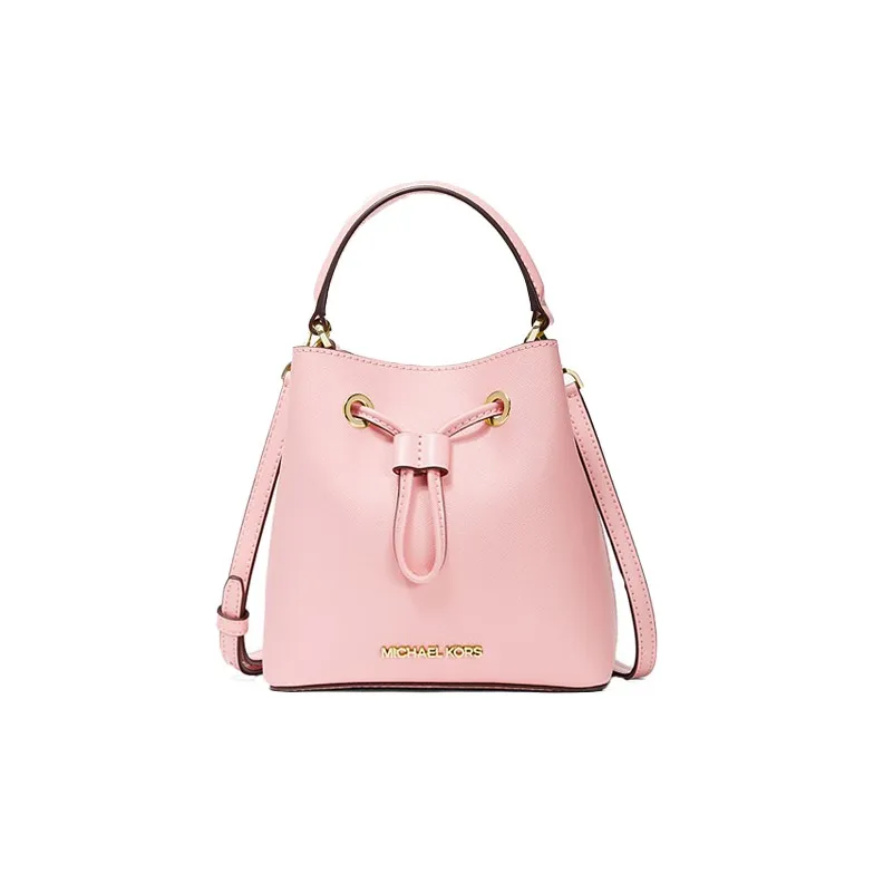 MICHAEL KORS Cow Leather Bucket Bag, Shoulder Bag, Crossbody Bag, Handbag Trumpets Women's Soft Pink-0