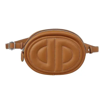 HERMES Cow Leather Crossbody Bags Fanny Pack Unisex Gold Brown