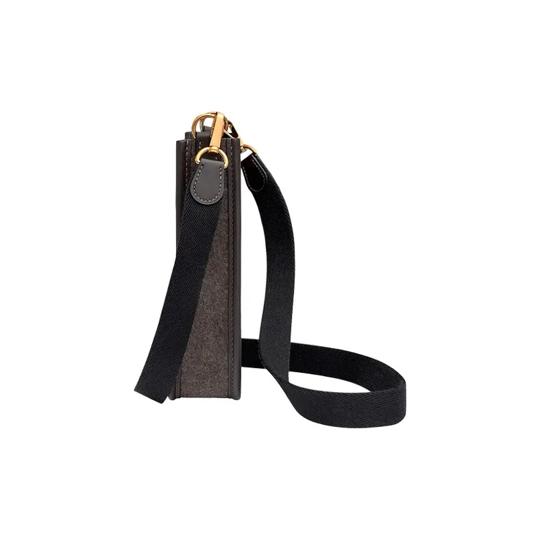HERMES Evelyne Swift Calfskin With Canvas Shoulder Strap Shoulder Bag, Crossbody Bag Mini Unisex 46 Ebene Ebony-1