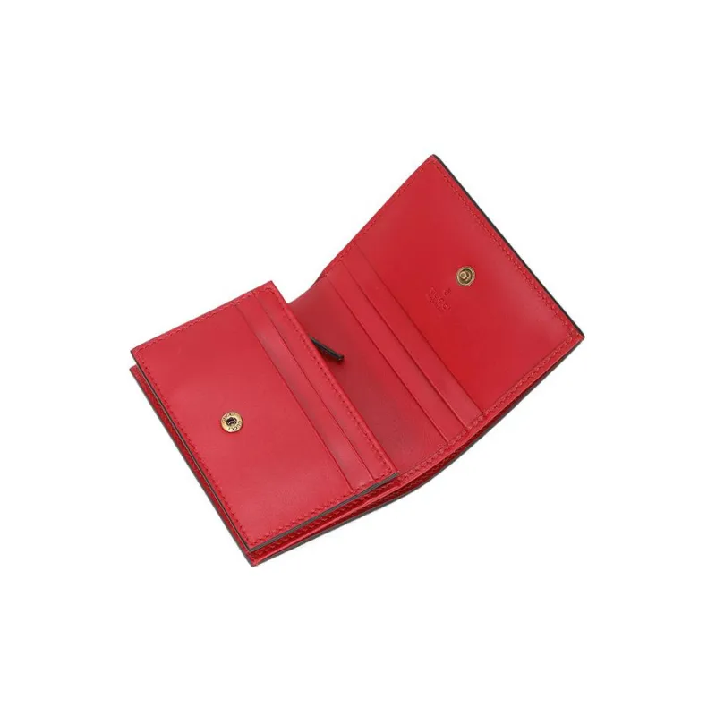 GUCCI Cow Leather Clutches Wallets Women's Red-3