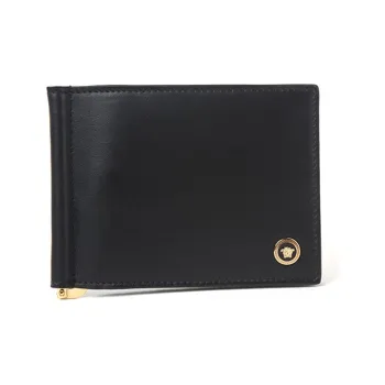 VERSACE Cow Leather Wallet, Card Holder Men's Black