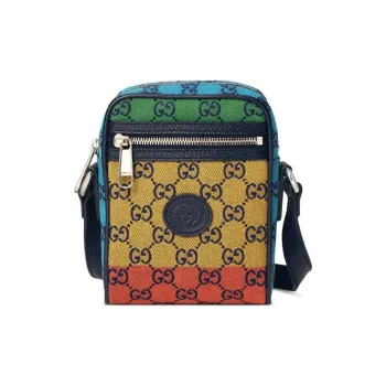 GUCCI Canvas With Leather Cell Phone Pouch, Shoulder Bag, Crossbody Bag Unisex Multicolor