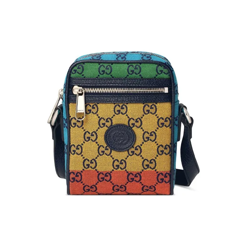 GUCCI Canvas With Leather Cell Phone Pouch, Shoulder Bag, Crossbody Bag Unisex Multicolor-0