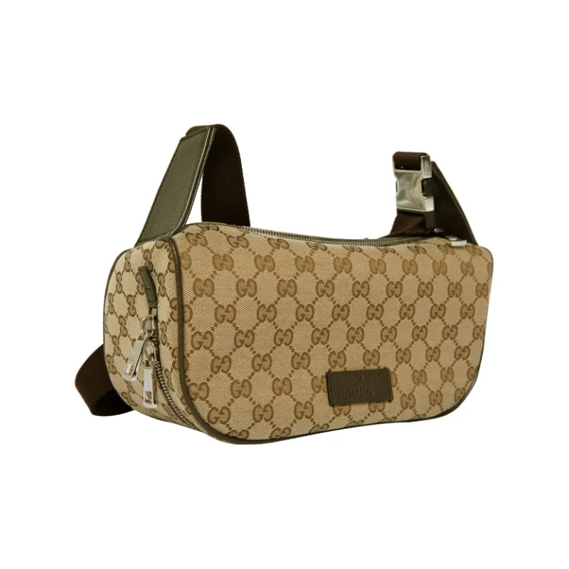 GUCCI Neo Vintage Series Canvas With Leather Messenger Bag Shoulder Bag, Crossbody Bag Unisex Ebony/Brown-1
