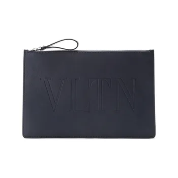 Valentino Cow Leather Clutch Men's Marine Blue