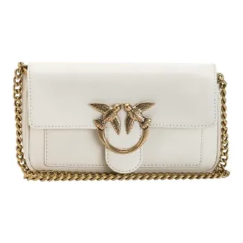 PINKO Cow Leather Bird Bag, Swallow Bag, Shoulder Bag, Crossbody Bag Small Size Women's White