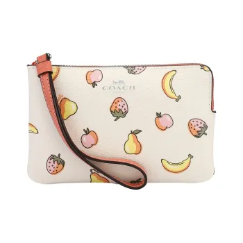 COACH Leather Wallets Clutches Women's Beige Pink