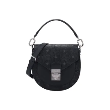 MCM Leather Saddle Bag, Shoulder Bag, Crossbody Bag Small Size Women's Black
