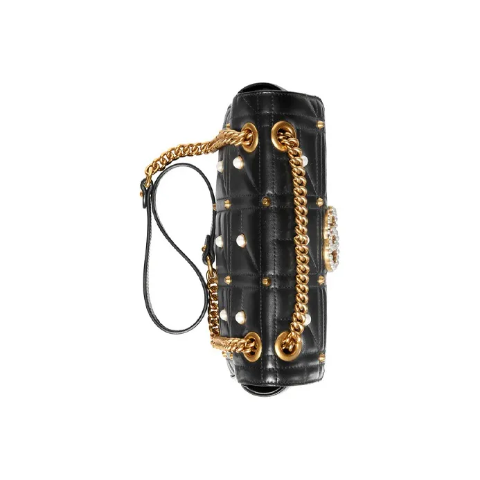 GUCCI GG Marmont Quilted Leather Crossbody Bag, Shoulder Bag Women's Black-4