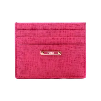 FENDI Cow Leather Card Holder Women's Rose Red
