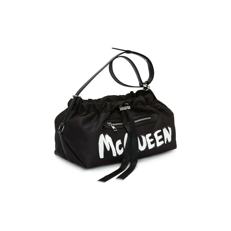 Alexander McQueen The Bundle Graffiti Bag Black/White-1
