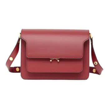 MARNI Trunk Cow Leather Crossbody Bag Shoulder Bag Medium Size Women's Red
