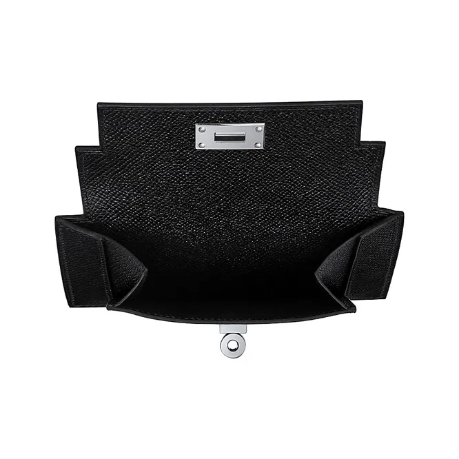 HERMES Kelly Pocket Epsom Leather Wallet Women's Black-2