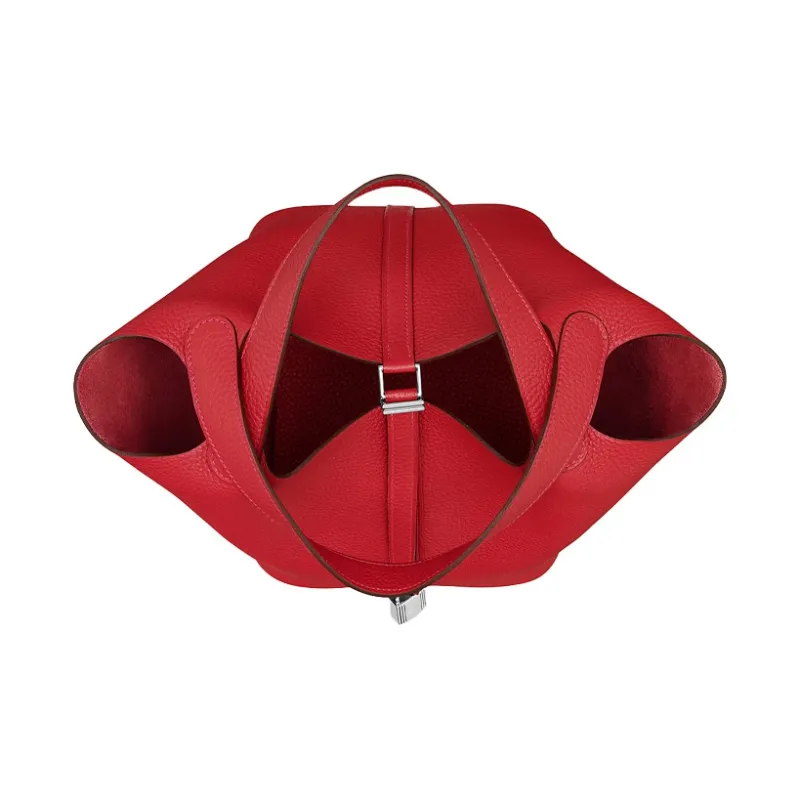 HERMES Picotin Cow Leather Basket Bag Handbag Bucket Bag Women's Casaque Chili Red-2