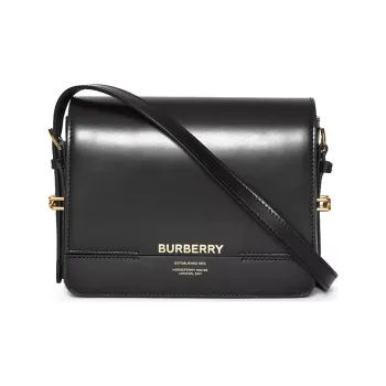 Burberry Calfskin With Lambskin Grace Bag, Shoulder Bag, Crossbody Bag Trumpets Women's Black
