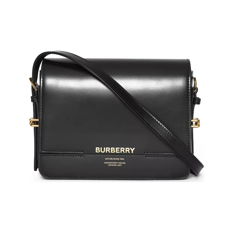 Burberry Calfskin With Lambskin Grace Bag, Shoulder Bag, Crossbody Bag Trumpets Women's Black-0