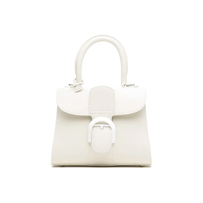 Delvau Cow Leather Shoulder Bag, Crossbody Bag, Handbag Mini Women's White-0