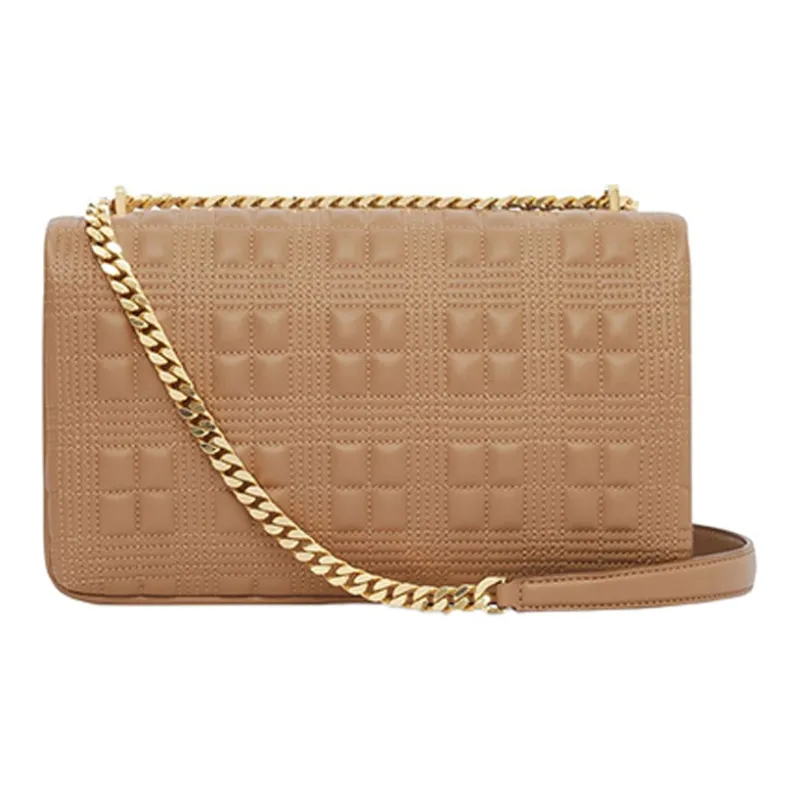 Burberry Lola Bag Quilting Lambskin Shoulder Bag Medium Size Women's Khaki-1