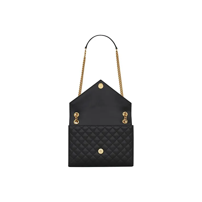 SAINT LAURENT Envelope Bag Medium Matelasse Leather Noir-3