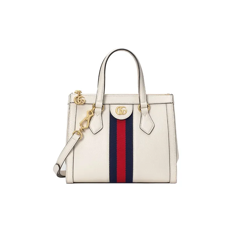 GUCCI Ophidia Leather Tote Bag Shopping Bag Crossbody Handbag Shoulder Bag Small Size Women's White-0